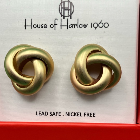 House of Harlow 1960 Jewelry - House of Harlow 1960 Gold Trinity Knot Earrings
